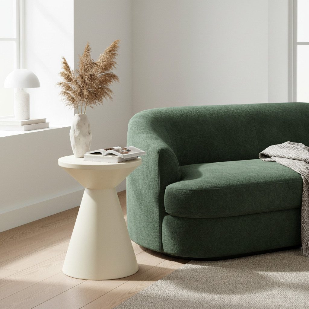 Beistelltisch rund Metall cremeweiß konische Form