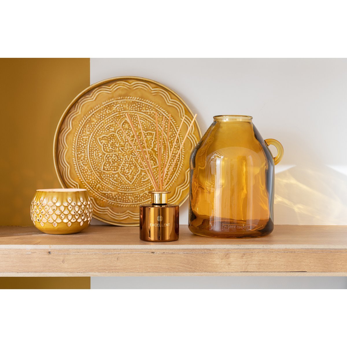 J-Line Plateau Rond Classique – Fer – Ocre – petit