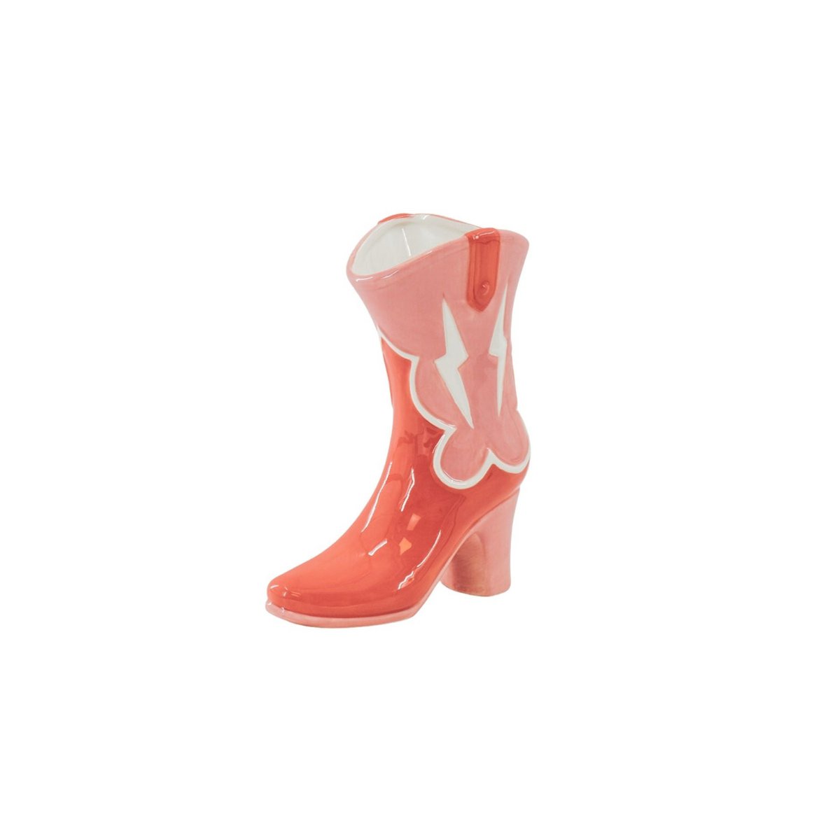 Vase Stiefelform Pink Orange - Keramik Blumenvase 26,5cm - Western