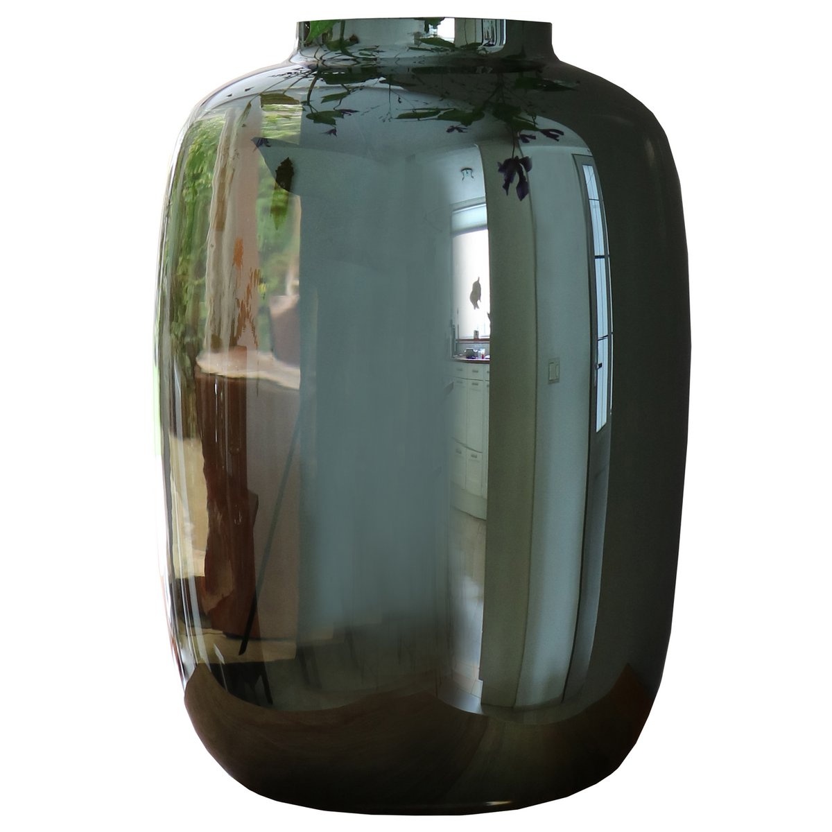 Vase in Zylinderform Spiegelnd in Grau Blickdicht