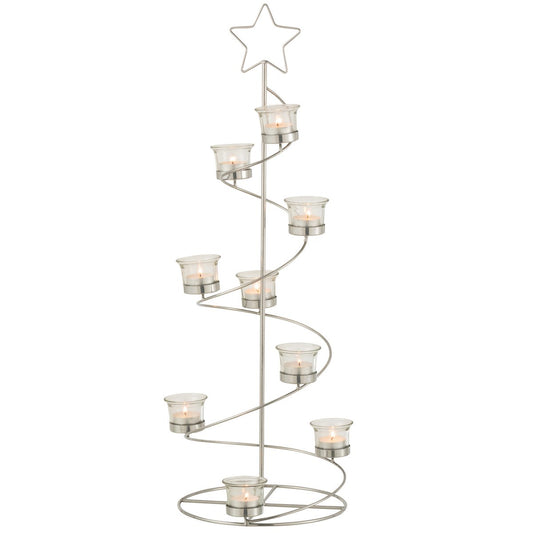 J-Line Teelichthalter Baum Spirale Metall/Glas Tannenbaum
