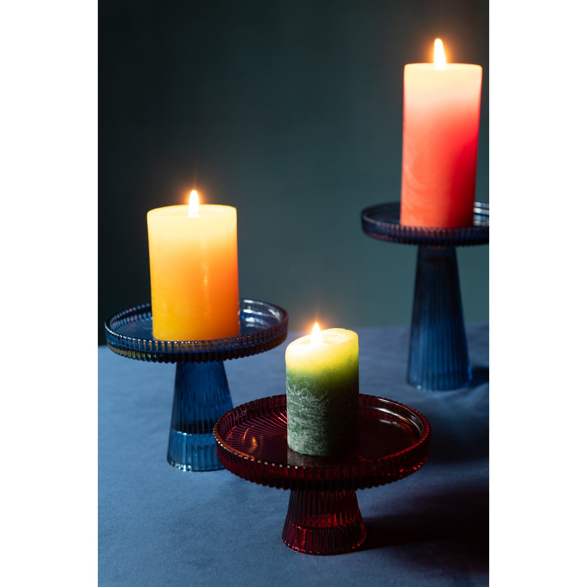 J-Line 3er-Set Kuchenhalter Nelly aus Glas, Rot dekorativ – Cosy Home Ideas