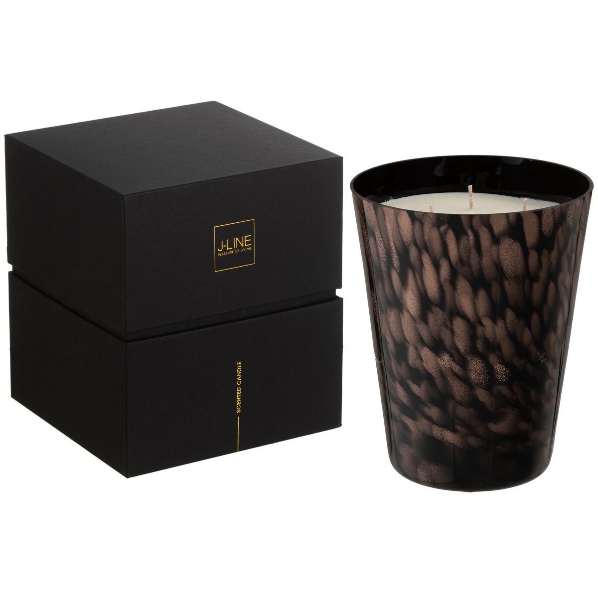 J-Line Scented Candle Noa Sandalwood Black/Gold Large