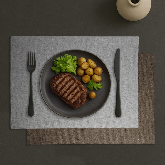 Signature 6 placemats linen look white brown