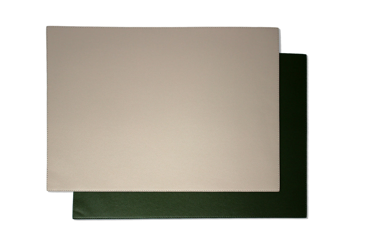 Beige-grüne zweifarbige Tischsets in Rochenhaut-Optik