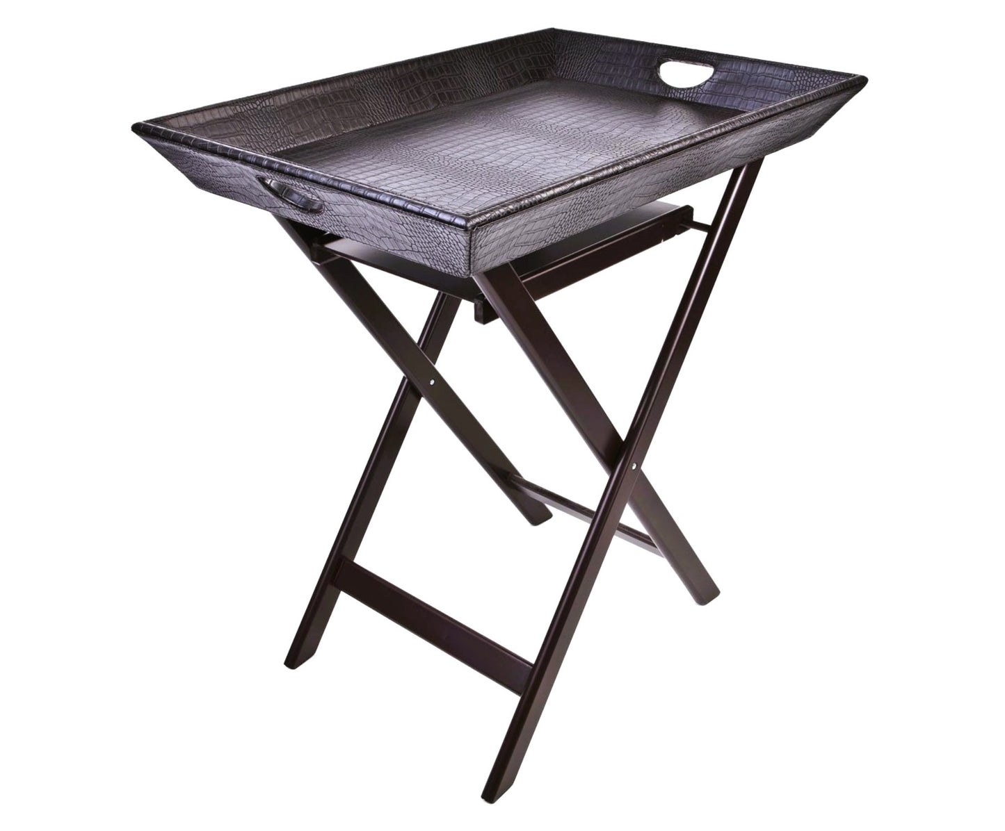 dunkelbrauner Tabletttisch mit Holzgestell in Wenge