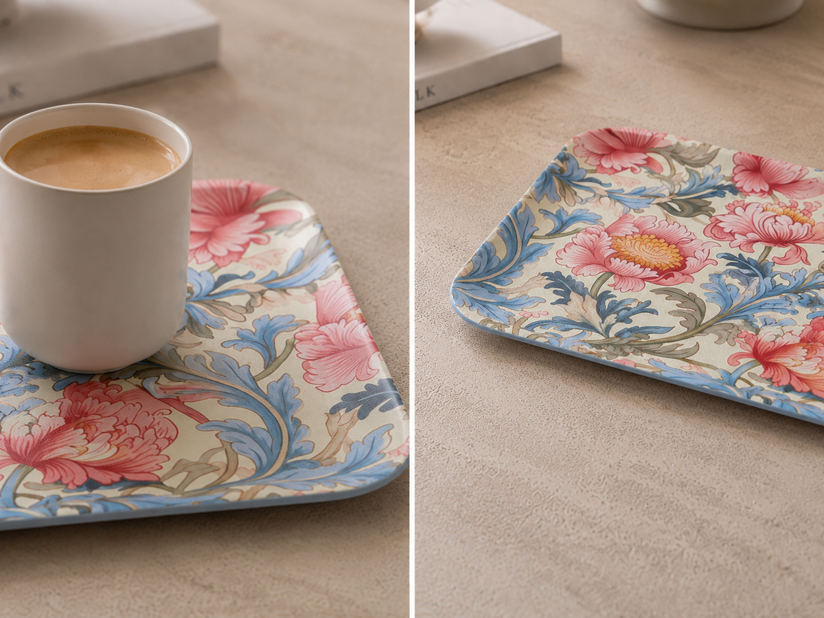 Tablett klein flach rechteckig mit Blumenmuster 33 × 25 cm