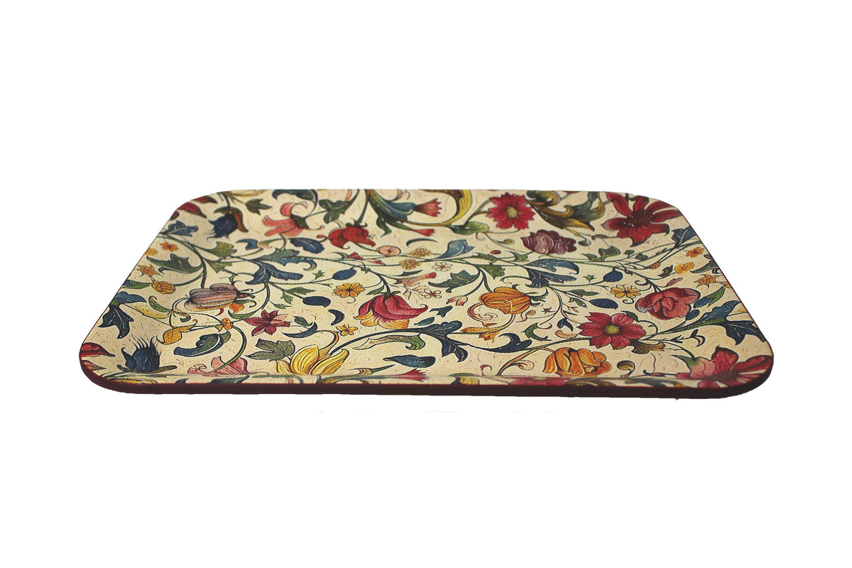 Tablett klein flach rechteckig mit Blumenmuster 33 × 25 cm