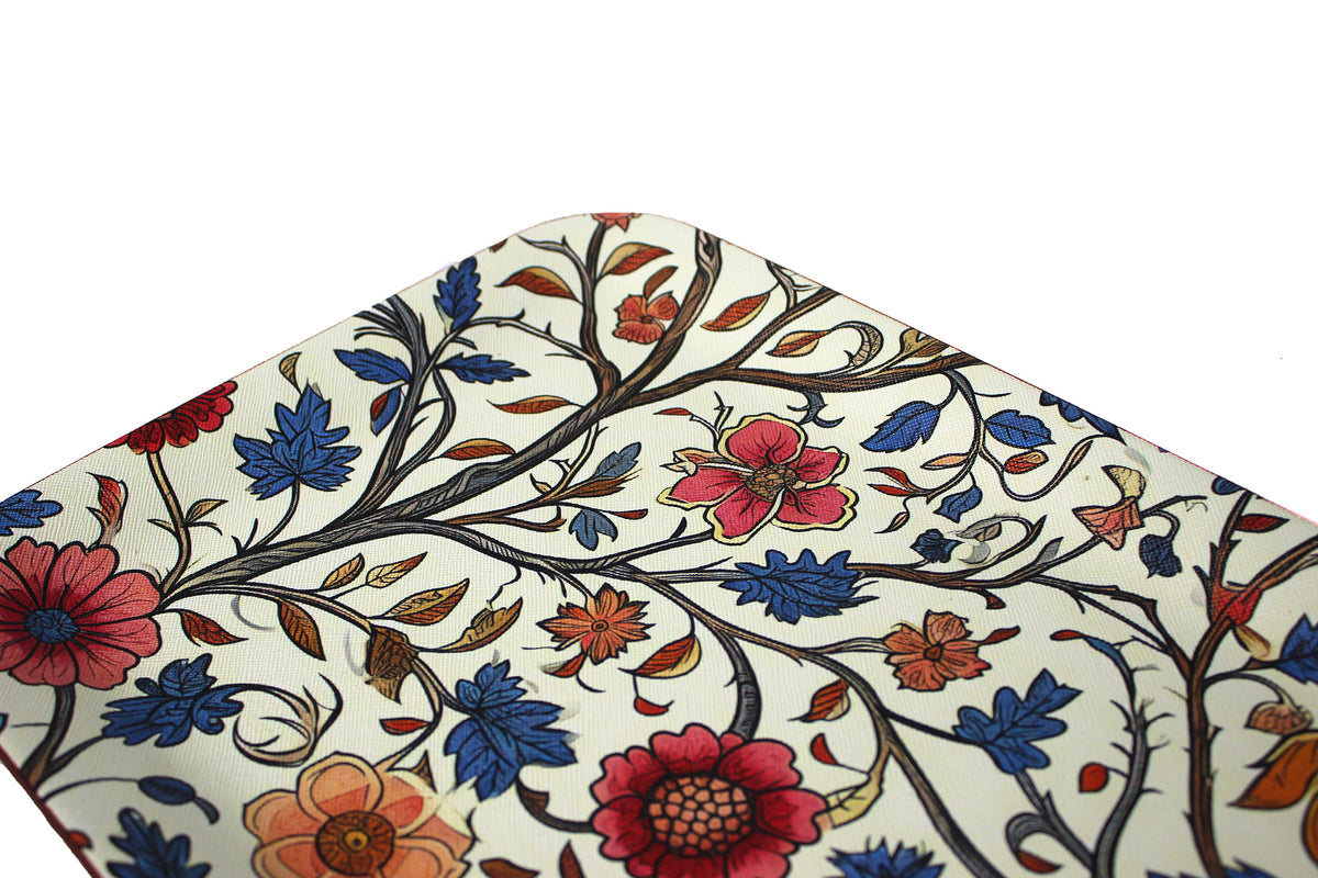 Tablett klein flach rechteckig mit Blumenmuster 33 × 25 cm