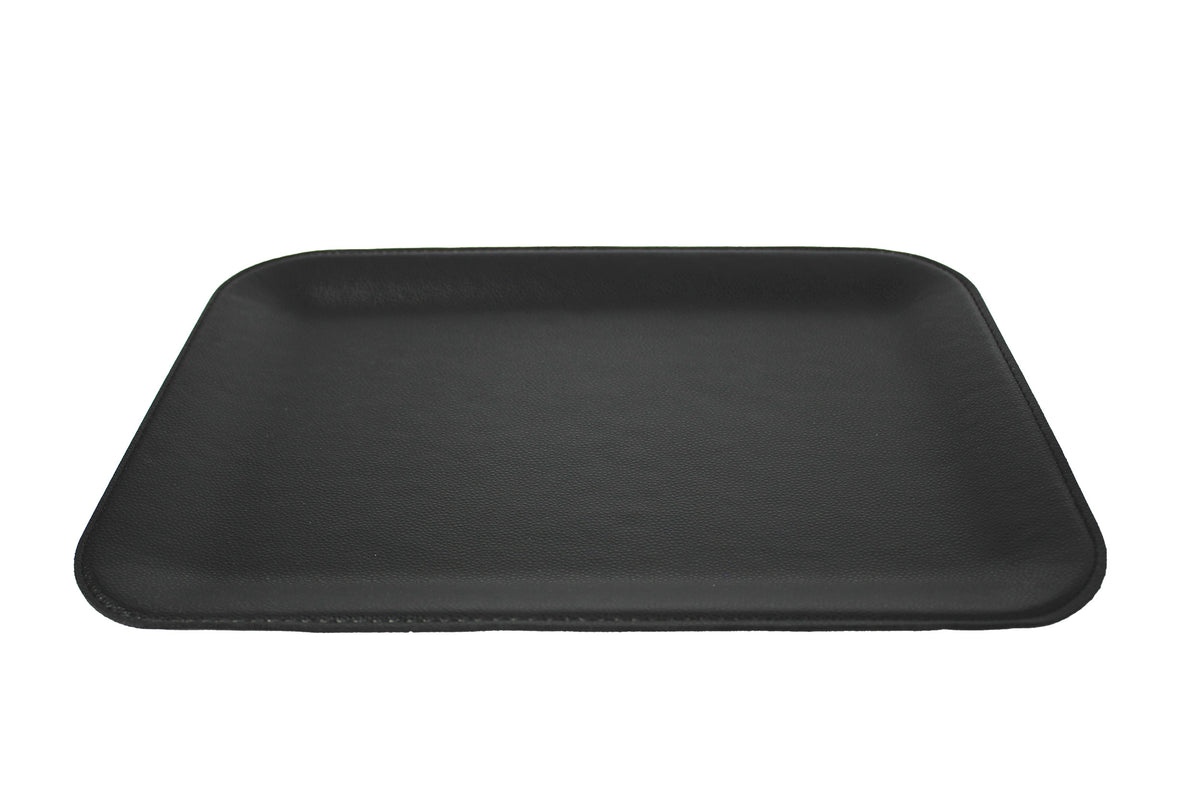 Tablett klein flach aus Kunstleder in Schwarz Petrol 33 × 25 cm