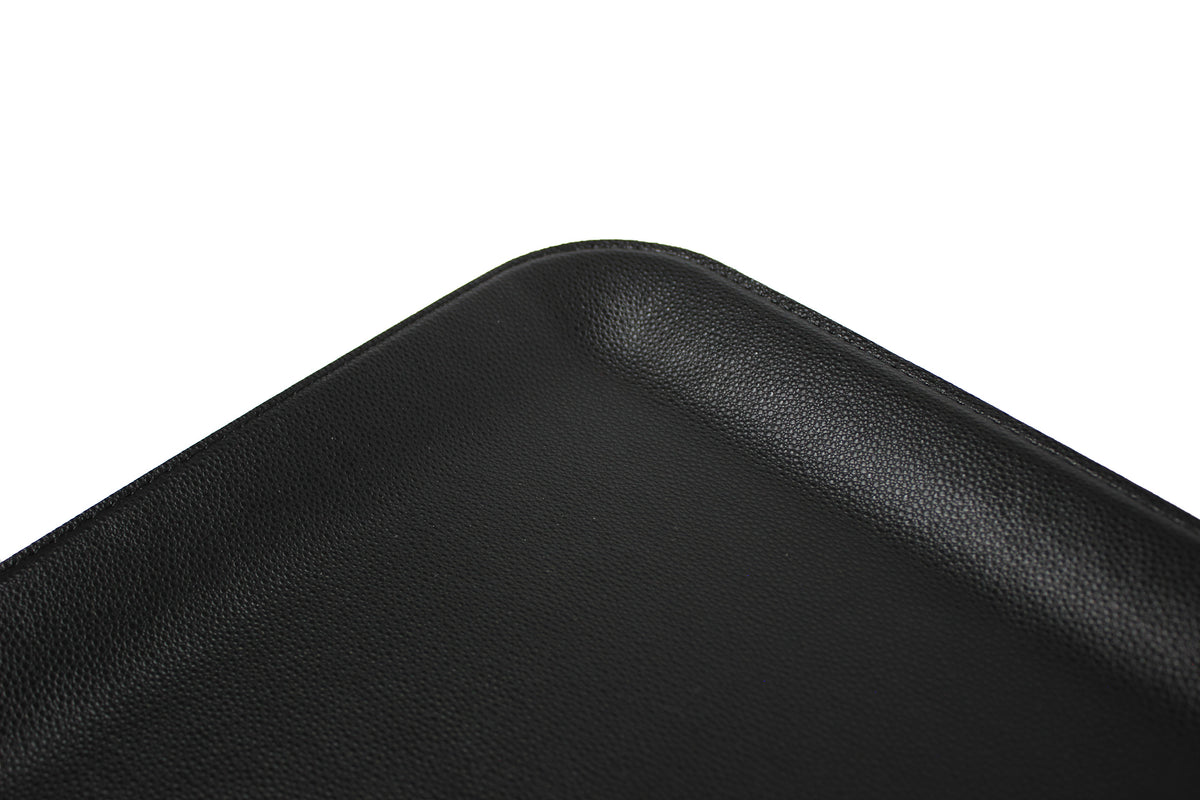 Tablett klein flach aus Kunstleder in Schwarz Petrol 33 × 25 cm