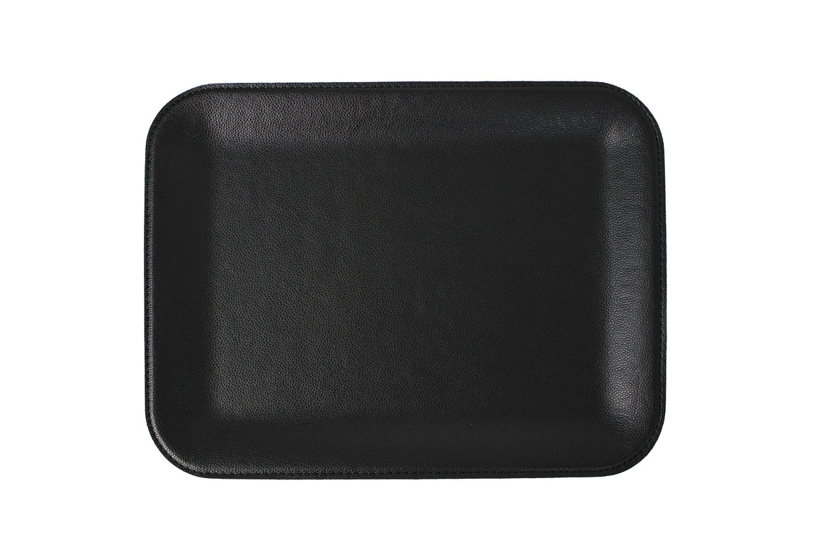 Tablett klein flach aus Kunstleder in Schwarz Petrol 33 × 25 cm