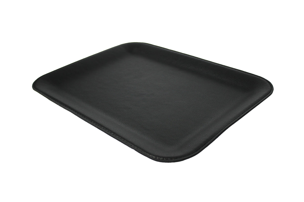 Tablett klein flach aus Kunstleder in Schwarz Petrol 33 × 25 cm