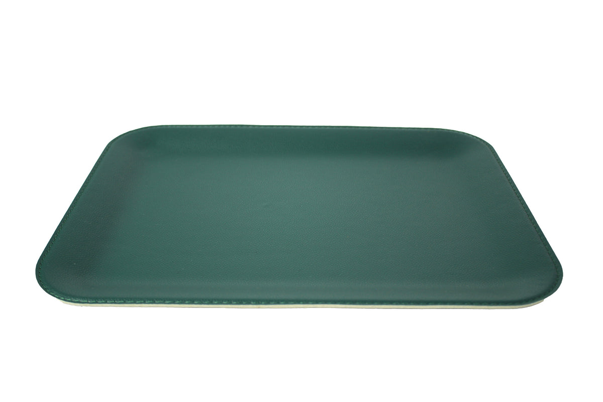 Tablett klein flach aus Kunstleder in Schwarz Petrol 33 × 25 cm