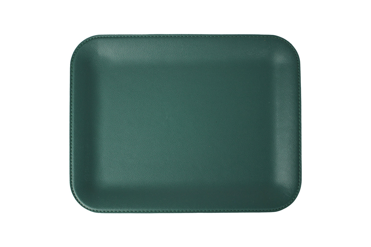 Tablett klein flach aus Kunstleder in Schwarz Petrol 33 × 25 cm