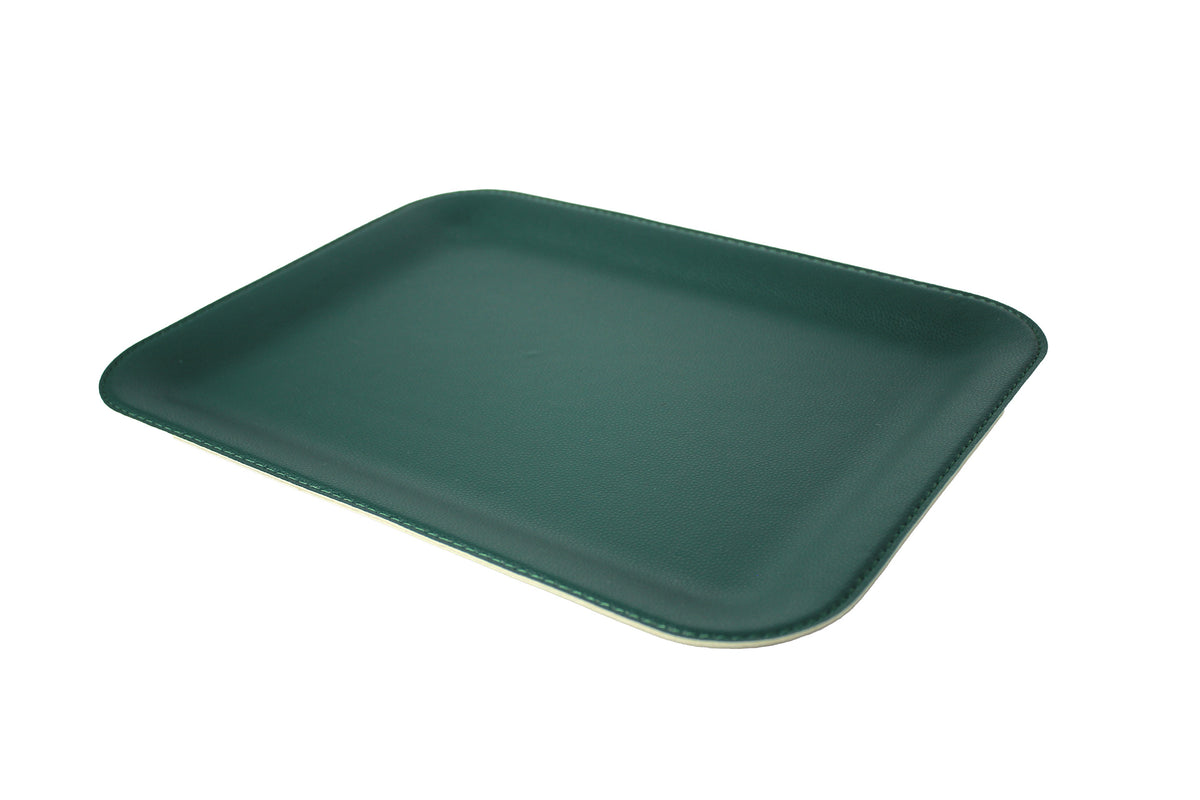Tablett klein flach aus Kunstleder in Schwarz Petrol 33 × 25 cm