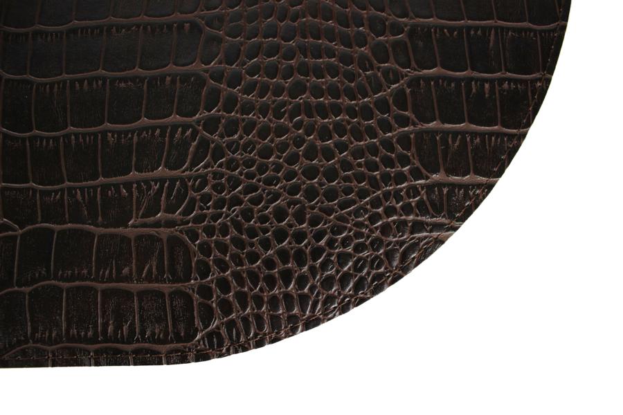 ovales Tischset in dunkelbraun Krokodil 