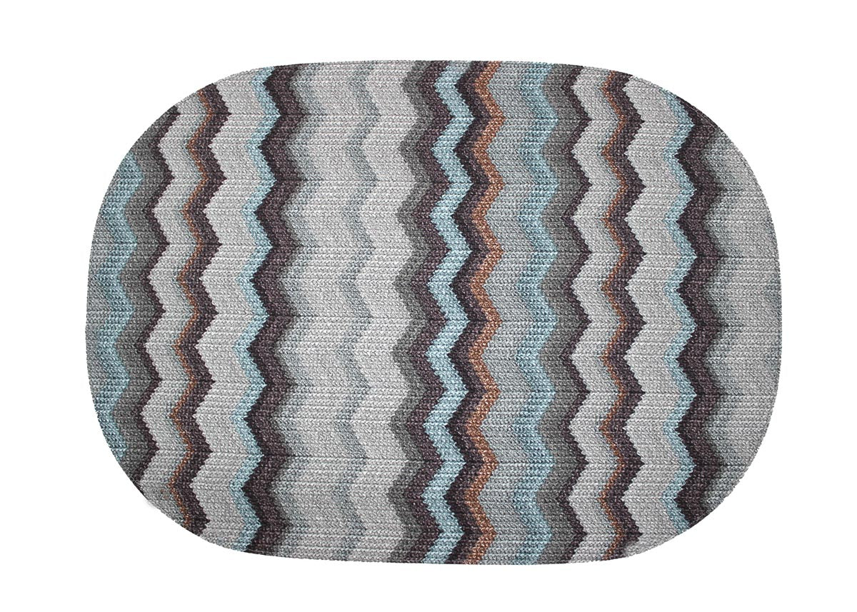 Tischdeckchen mit Zickzack Muster blau grau