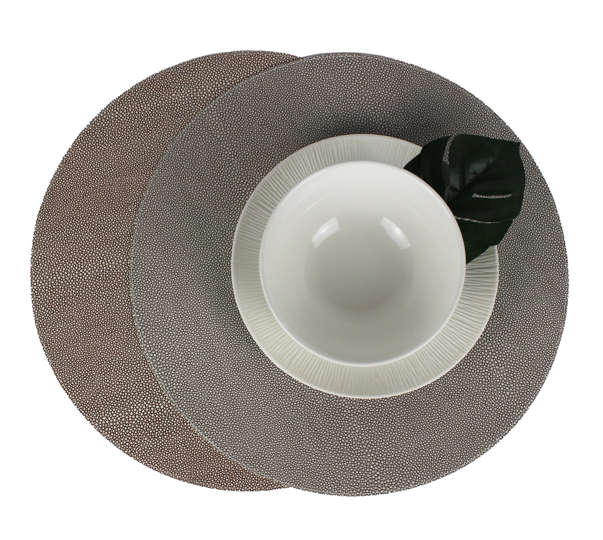 runde Tischset in 2 Farben grau und braun