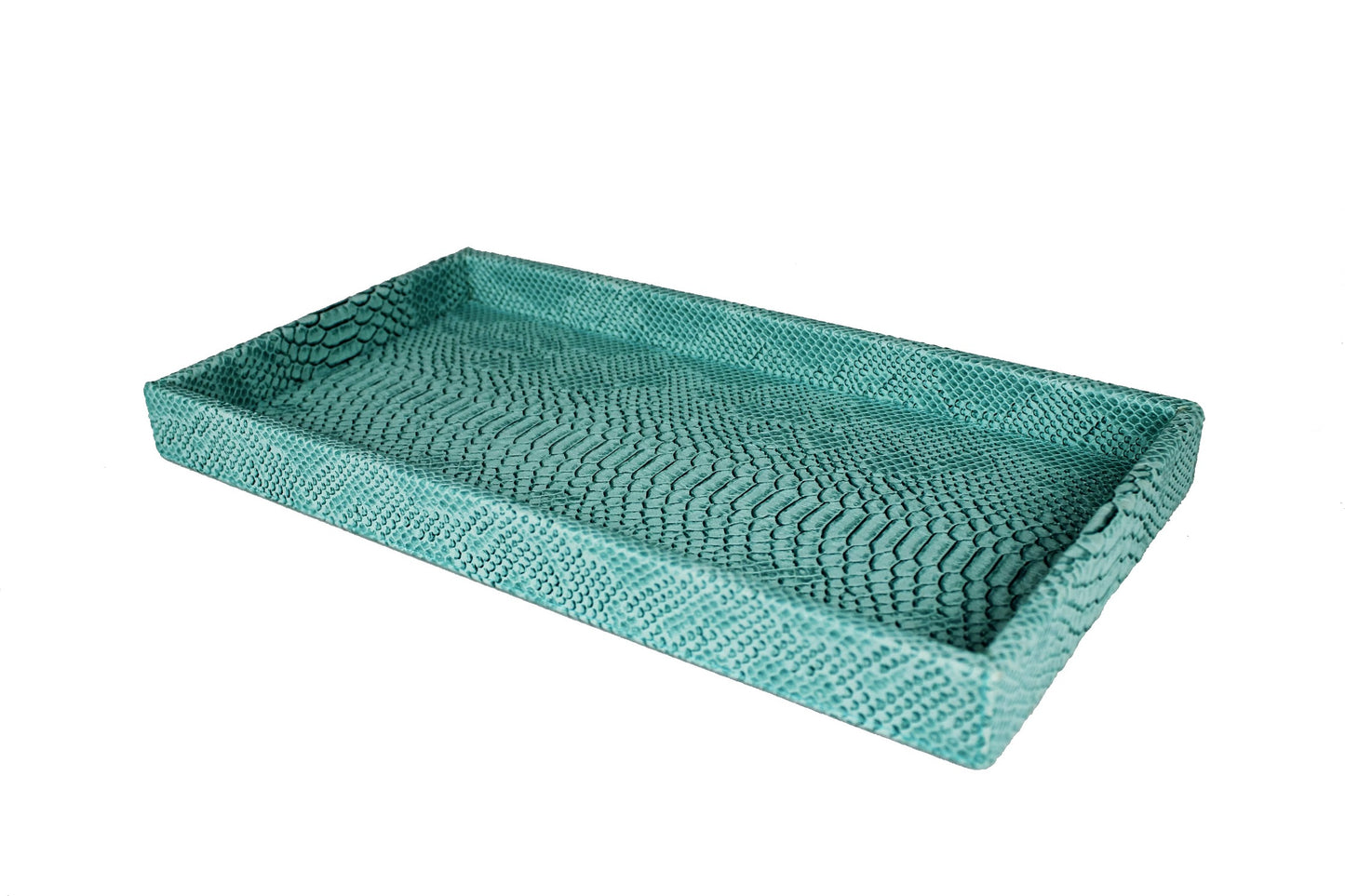 Tablett für Handtücher im Bad in Farbe türkis