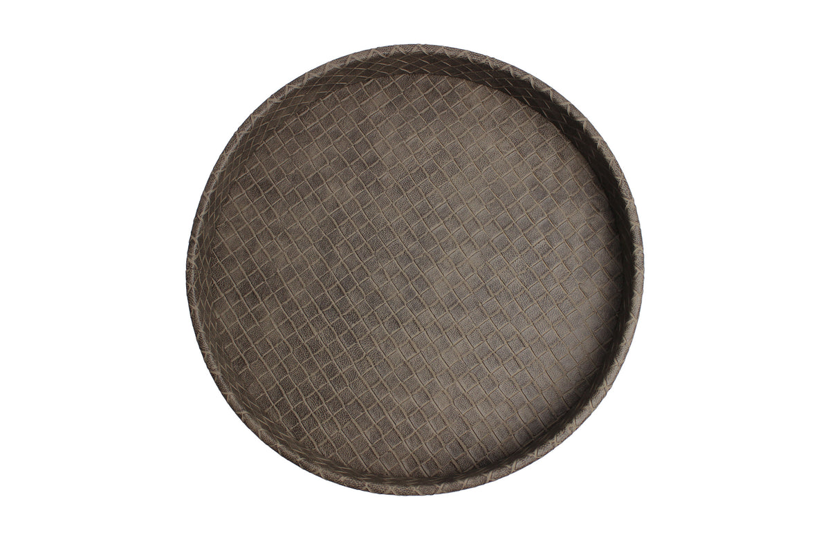 Rundes Tablett aus Kunstleder in 26 × 26 cm