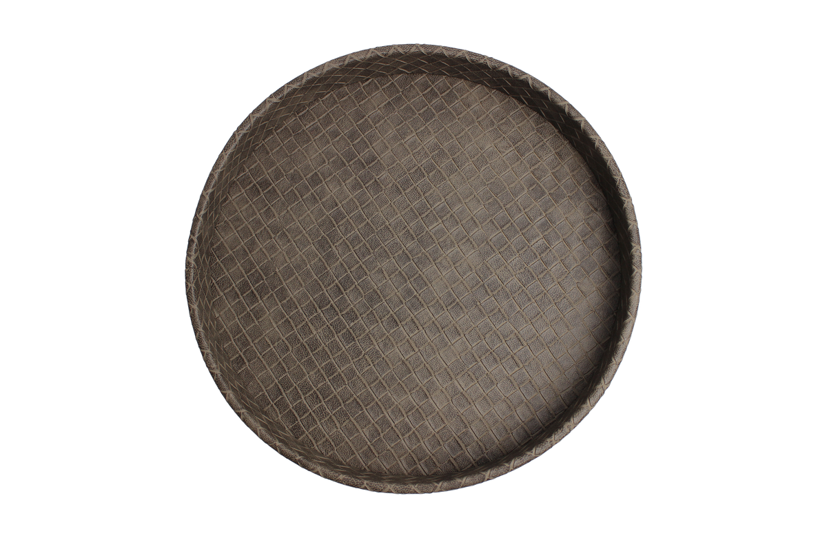 Rundes Tablett aus Kunstleder in 26 × 26 cm