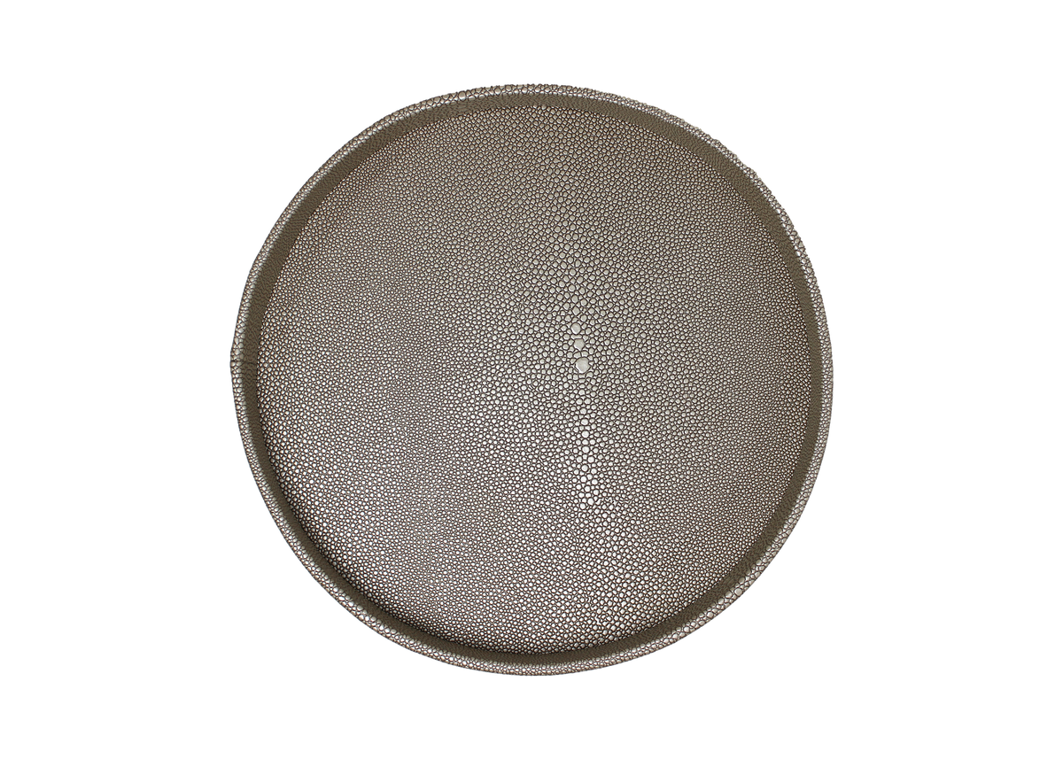Rundes Tablett aus Kunstleder in 26 × 26 cm