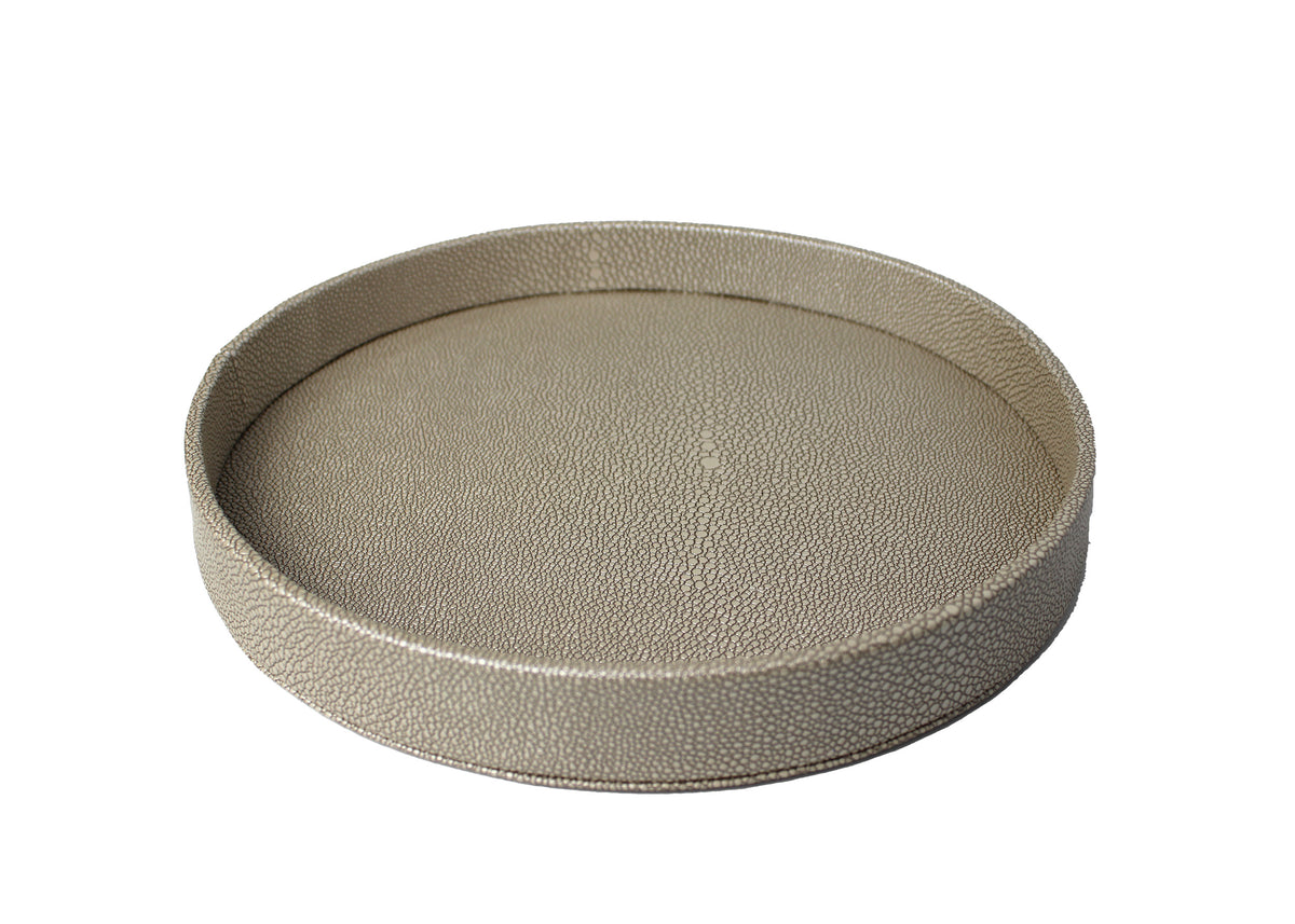 Rundes Tablett aus Kunstleder in 26 × 26 cm