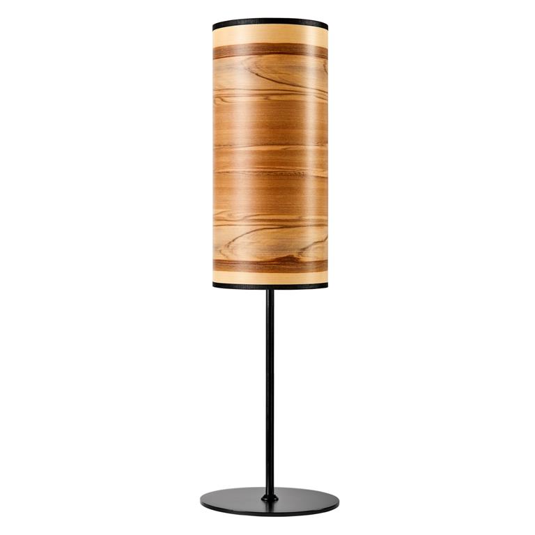 Tischlampe mit Holzschirm Nussbaum Holz braun 