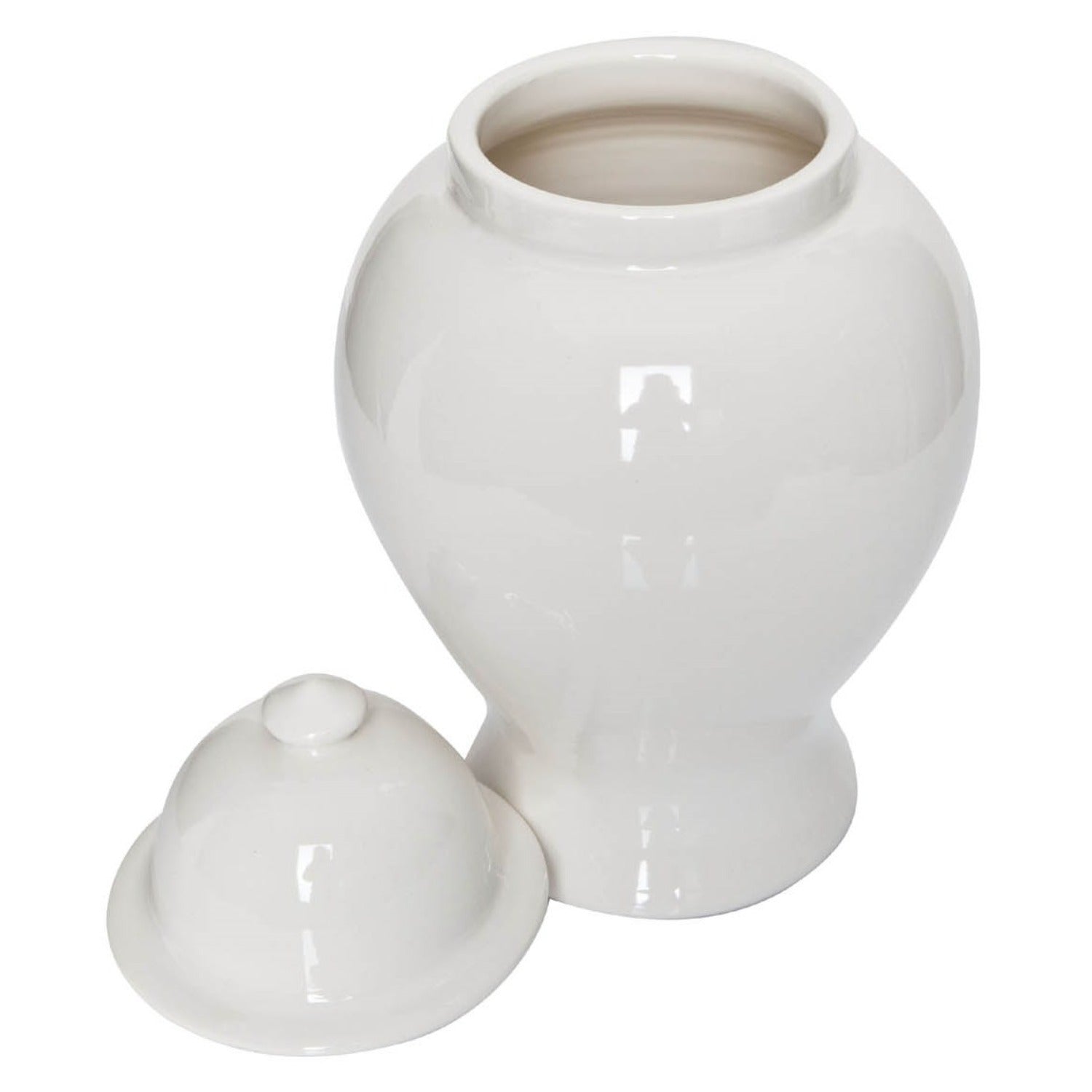 Vase mit Deckel in Keramik in creme weißer Farbe