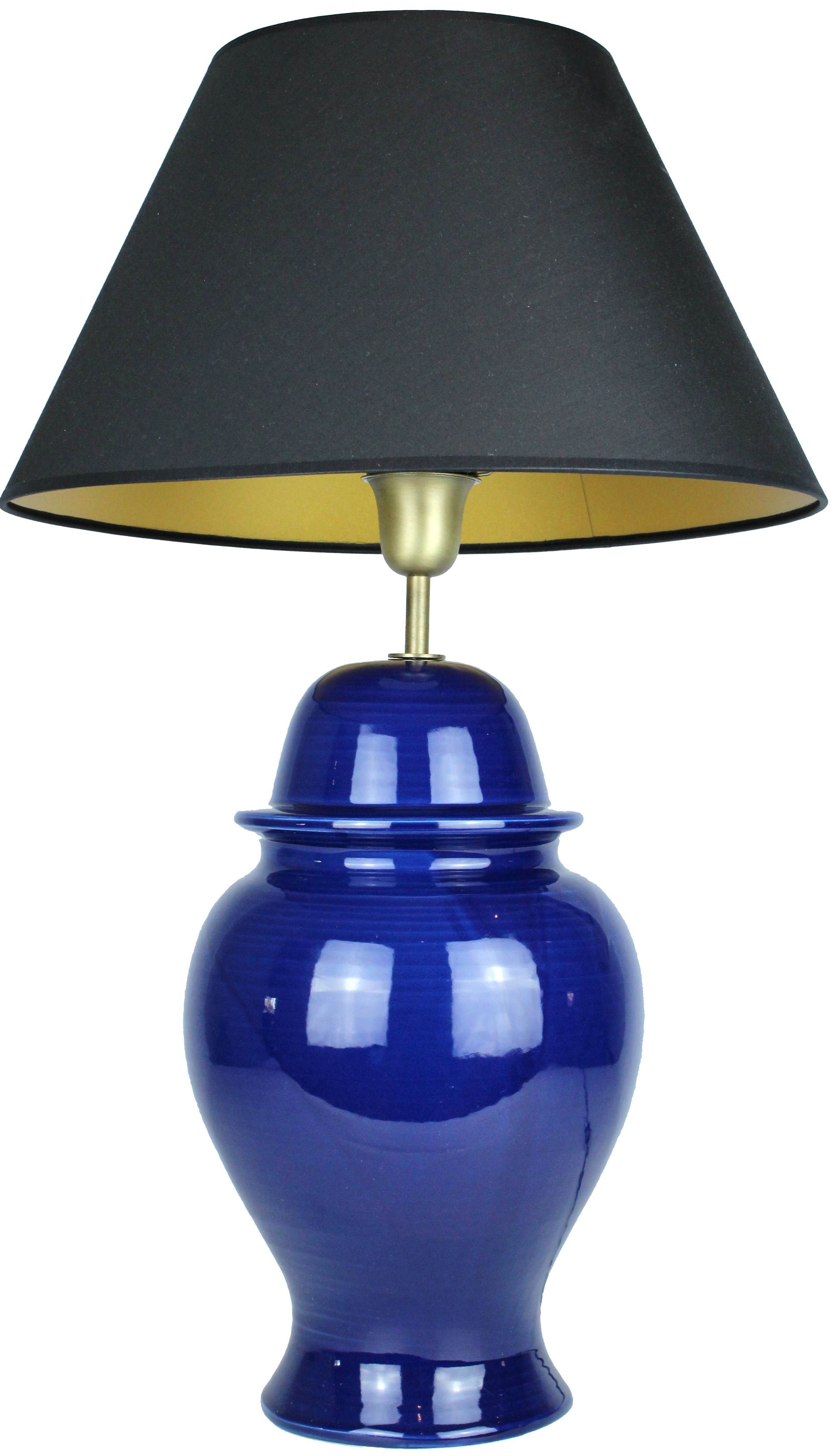 dunkelblaue Tischlampe mit Tempelvasenform
