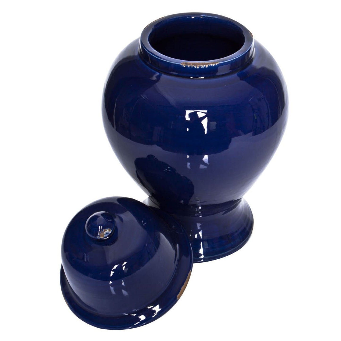 Vase mit Deckel in blauer Keramik