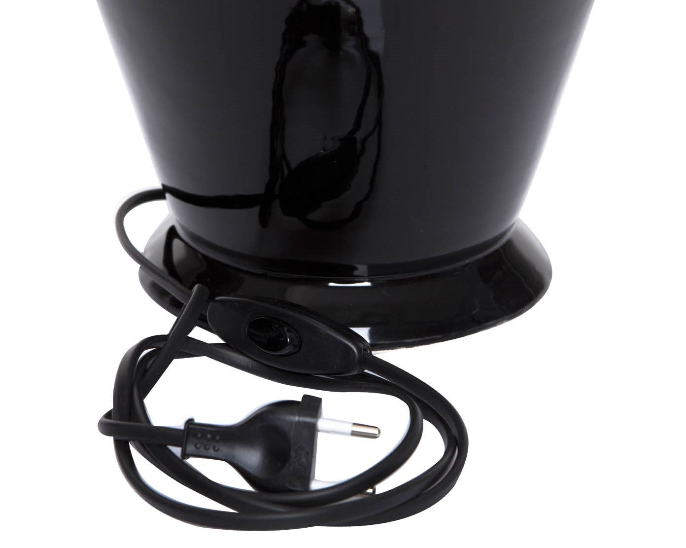 Lampe in schwarzer Keramik mit schwarzem Kabel
