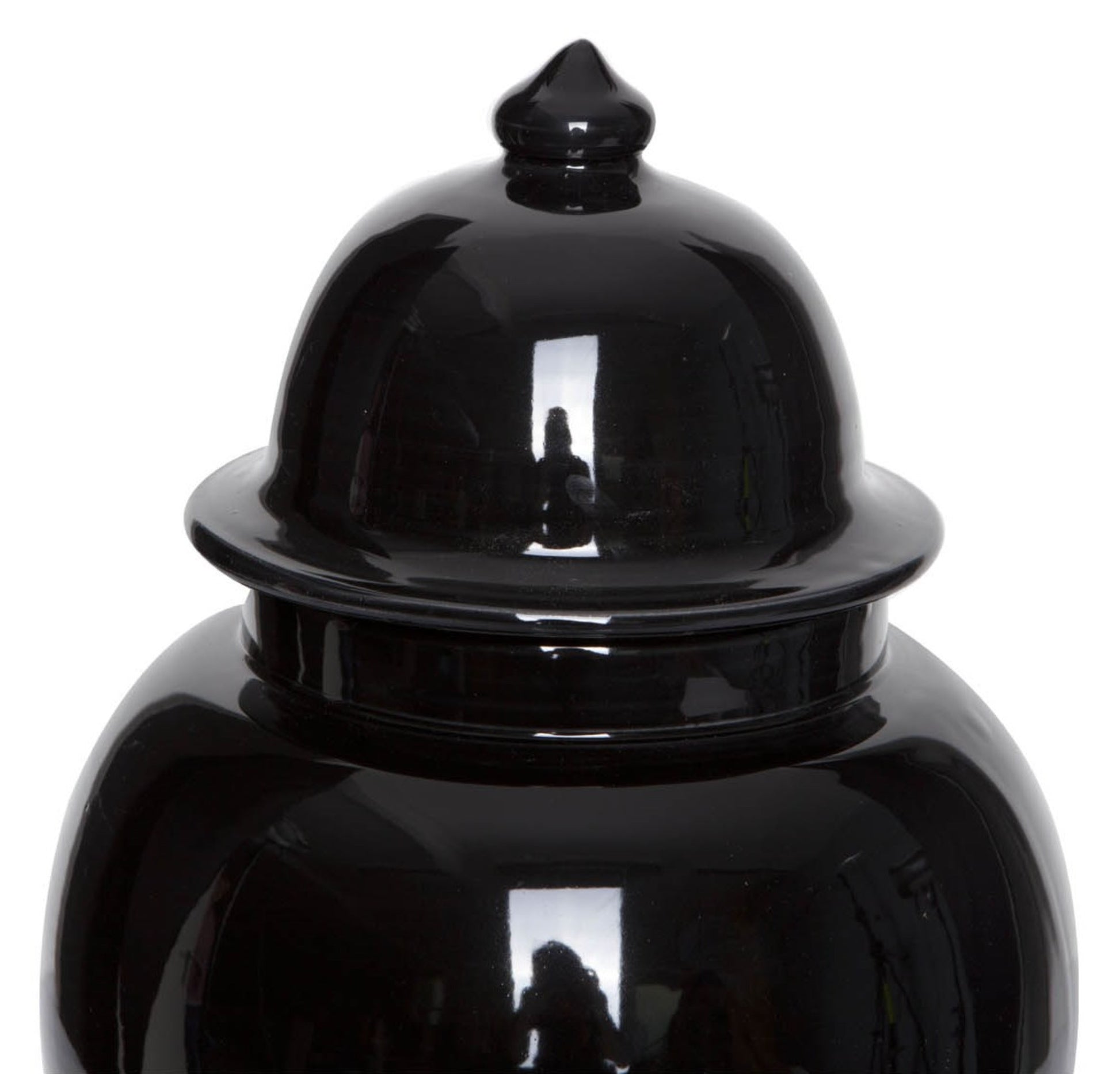 glänzende Vase mit Deckel in schwarz