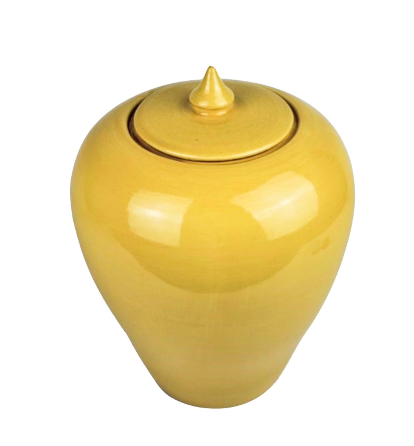 gelbe Vase mit Deckel aus Keramik