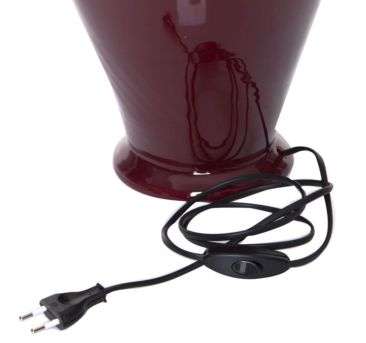 rote Lampe mit Kabel aus Keramik