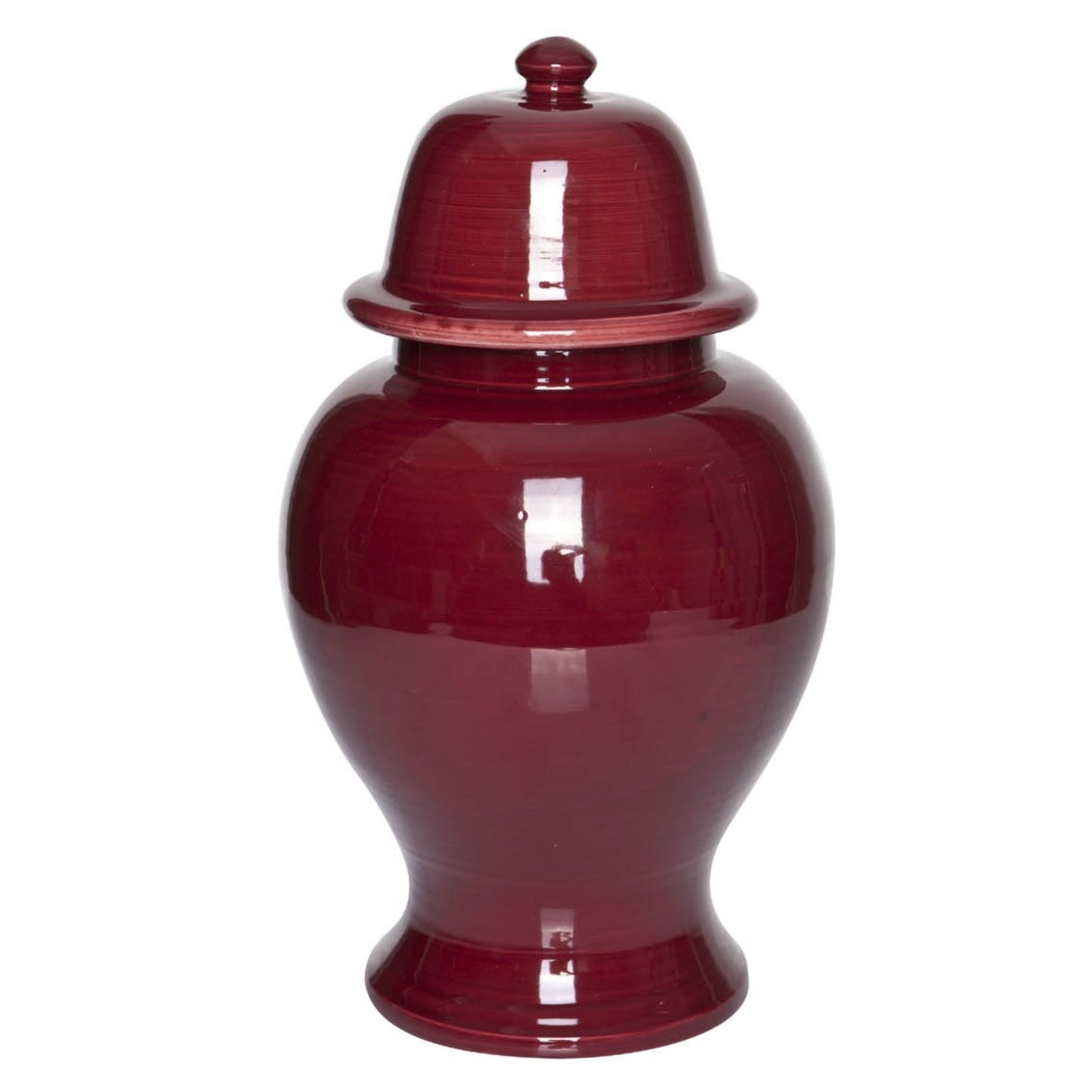 Vase mit Deckel in rot glänzend handgemacht