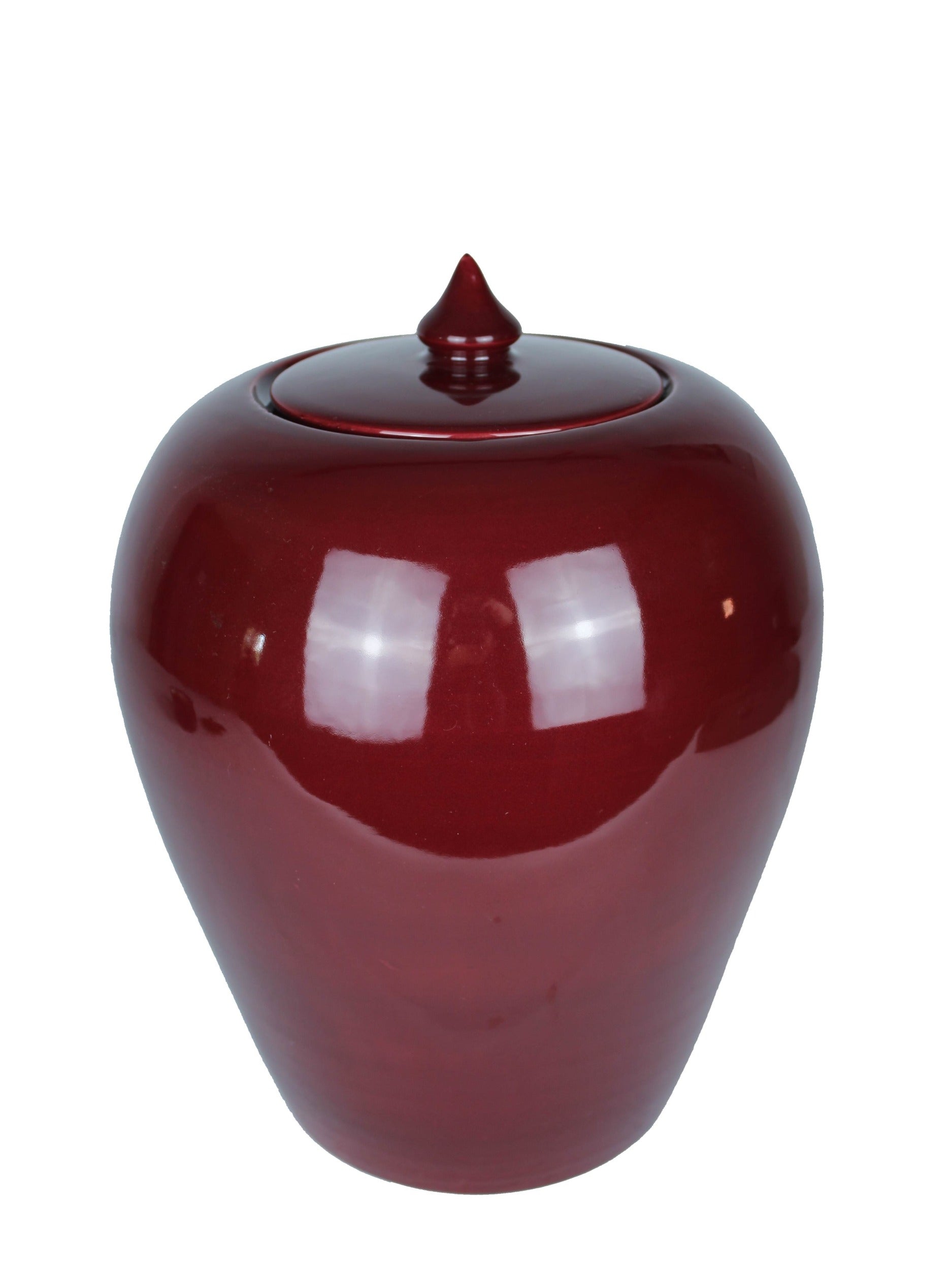 rote Keramikvase mit abnehmbarem Deckel