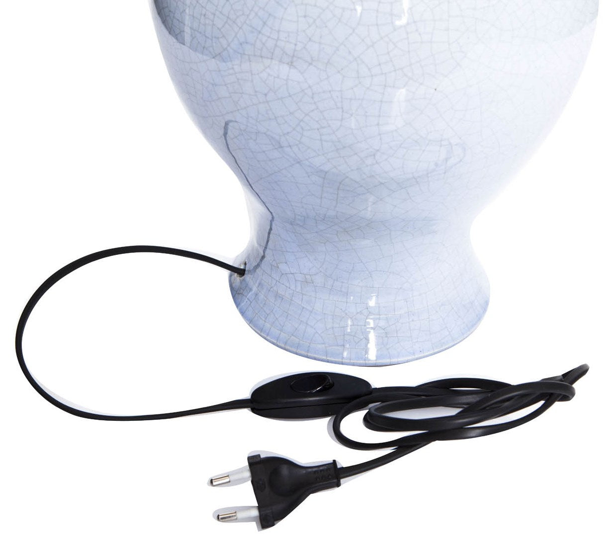 Keramiklampe blau mit schwarzem Kabel