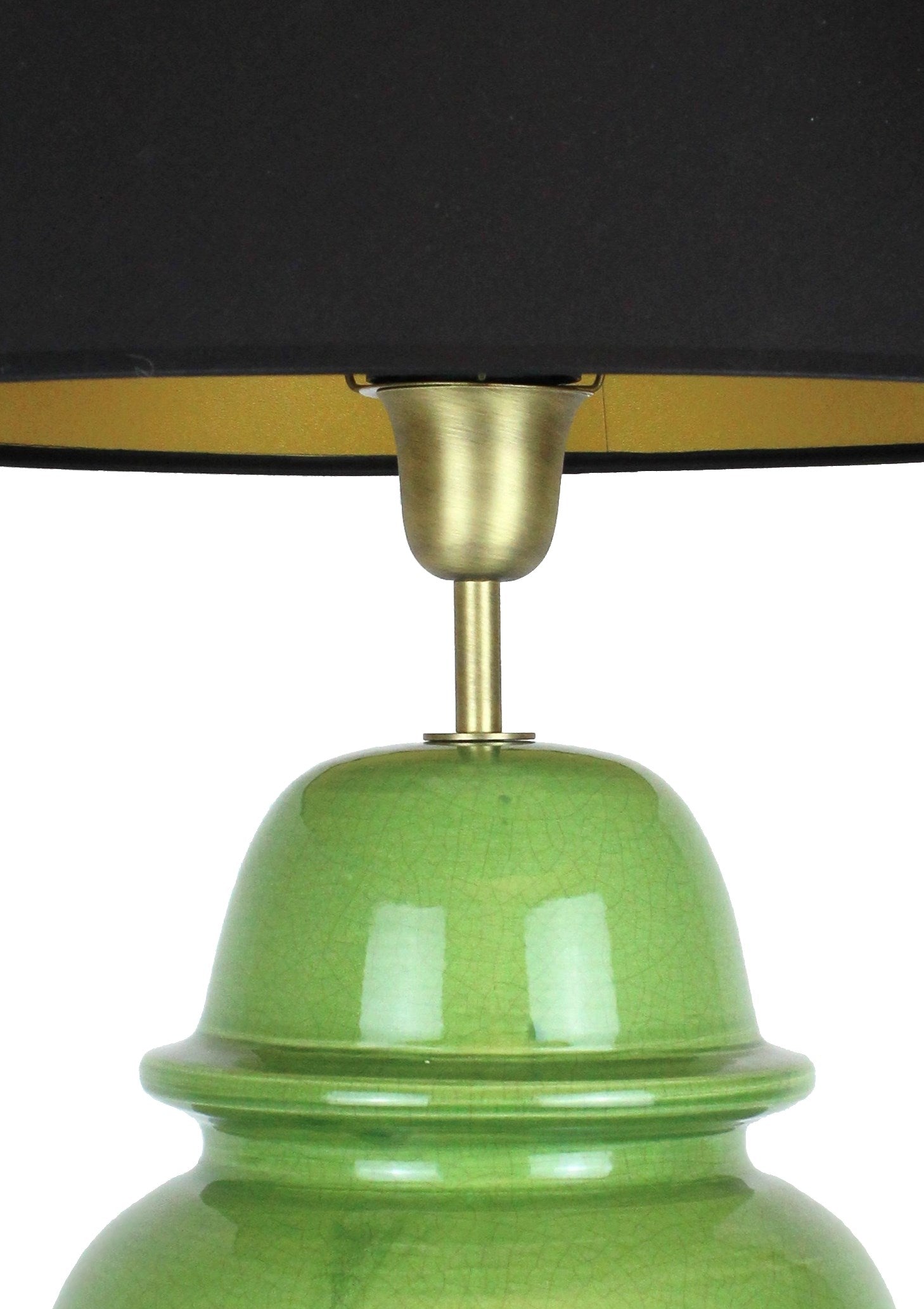 grüne Keramiklampe mit Messinggestänge