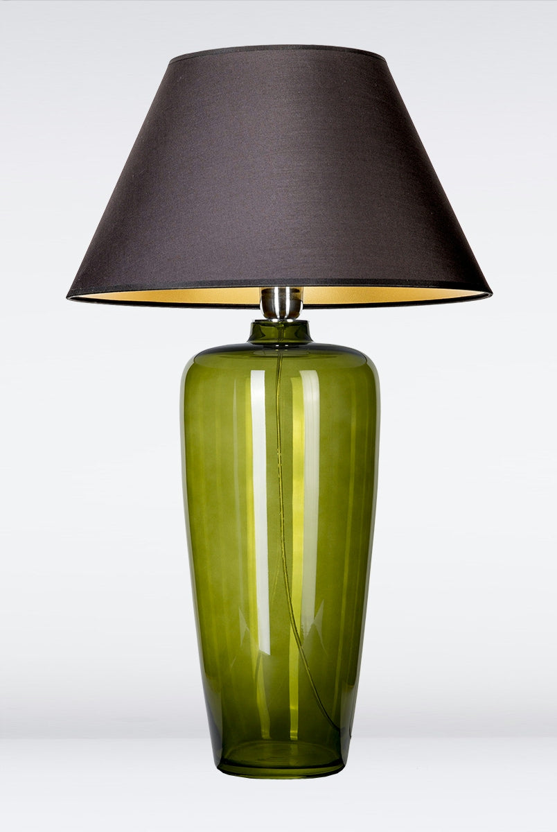 Glaslampe in grün schmal mit Lampenschirm