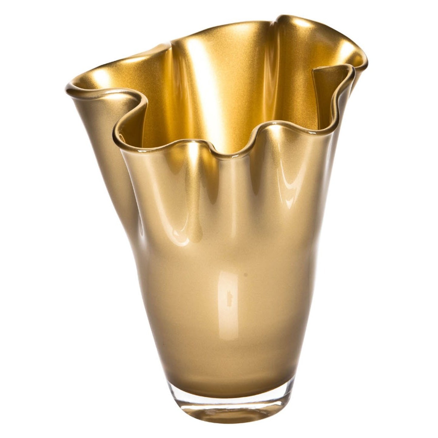 Gold glänzende Glasvase als Tischvase mit 30 cm Höhe