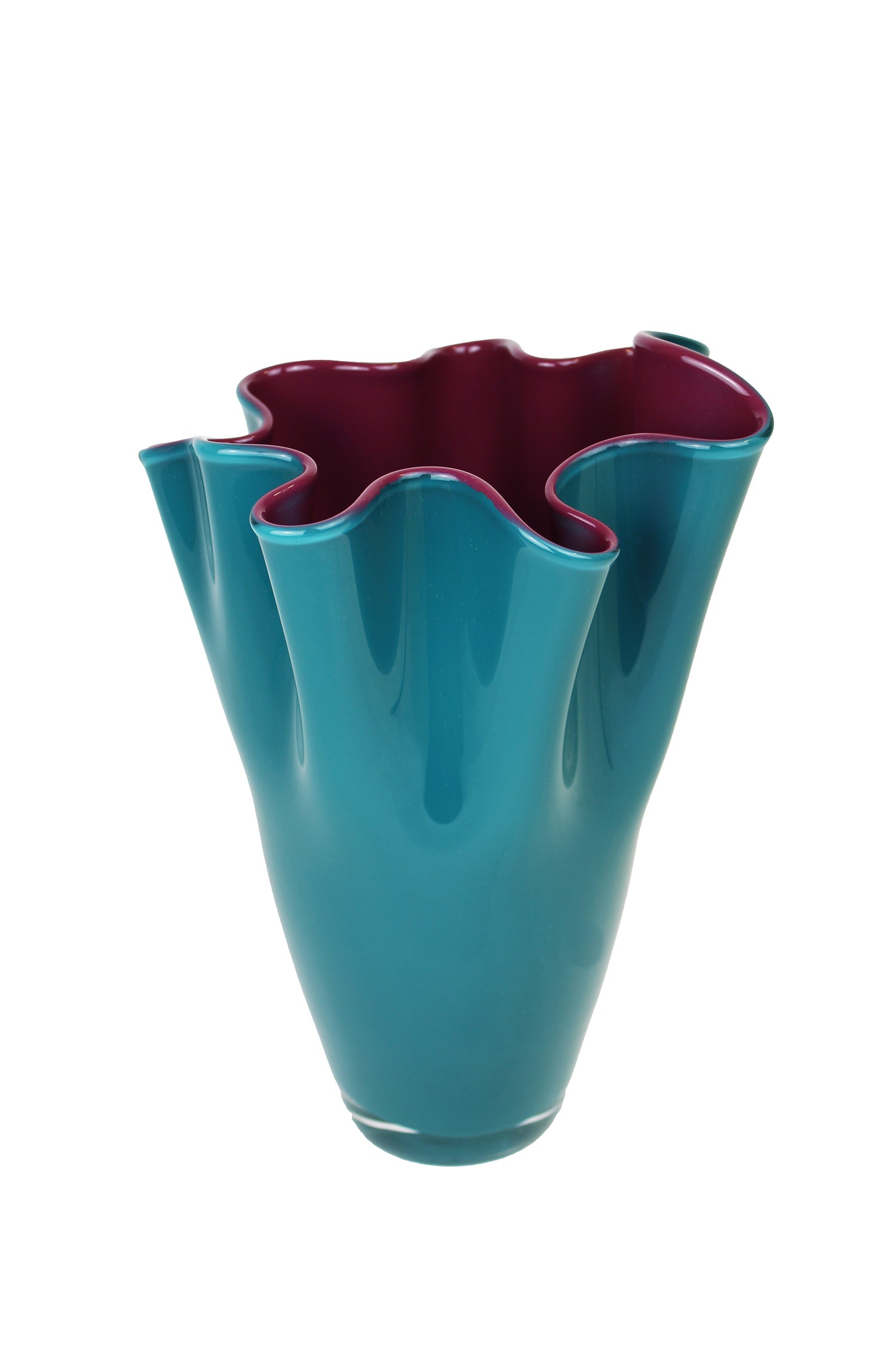 Vase aus türkisem Glas in 2 Farben