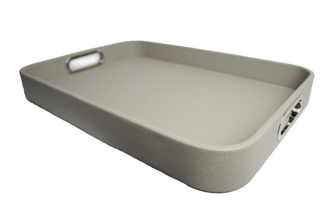 Signature tray with handles faux leather reptile