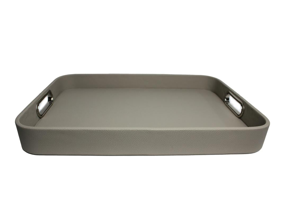 Signature tray with handles faux leather reptile