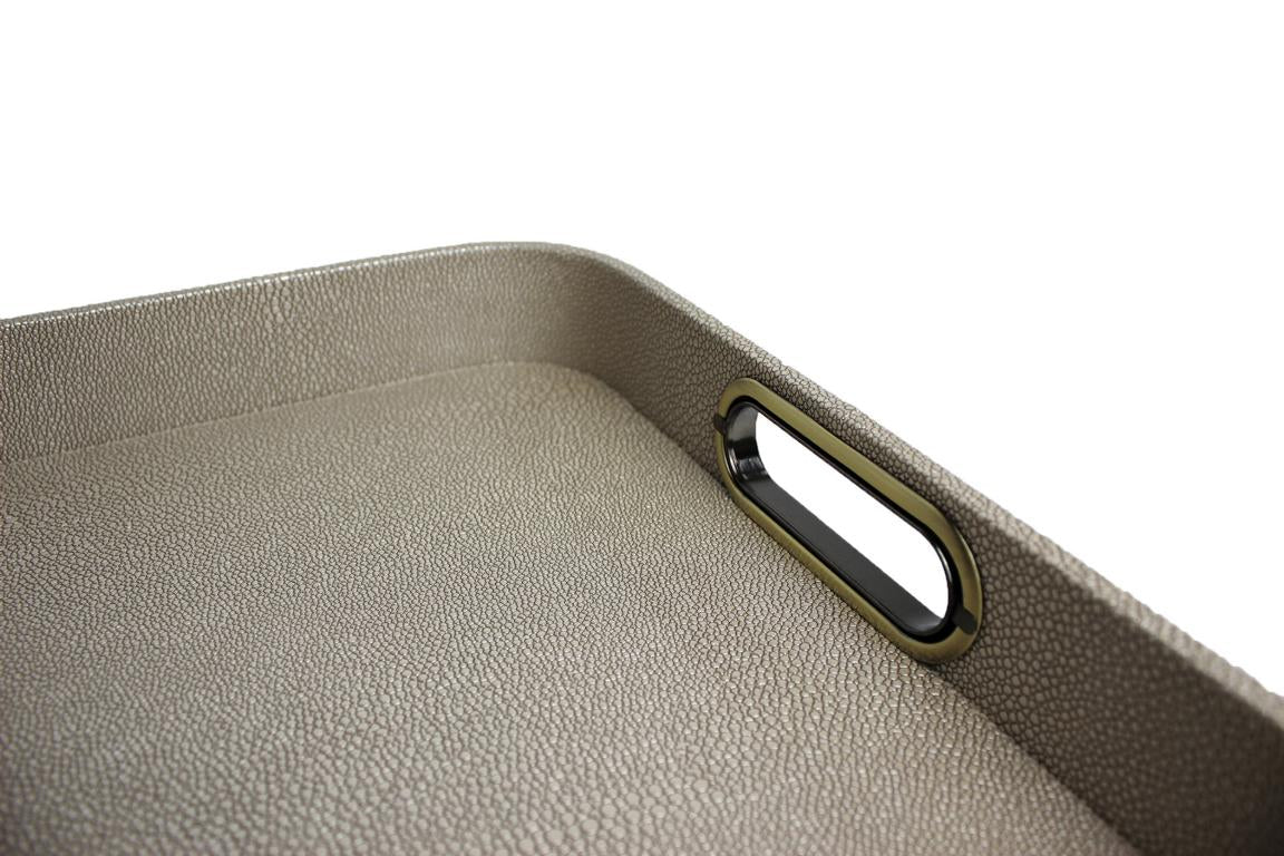 Signature tray with handles faux leather reptile