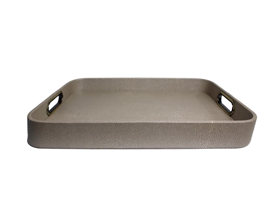 Signature tray with handles faux leather reptile