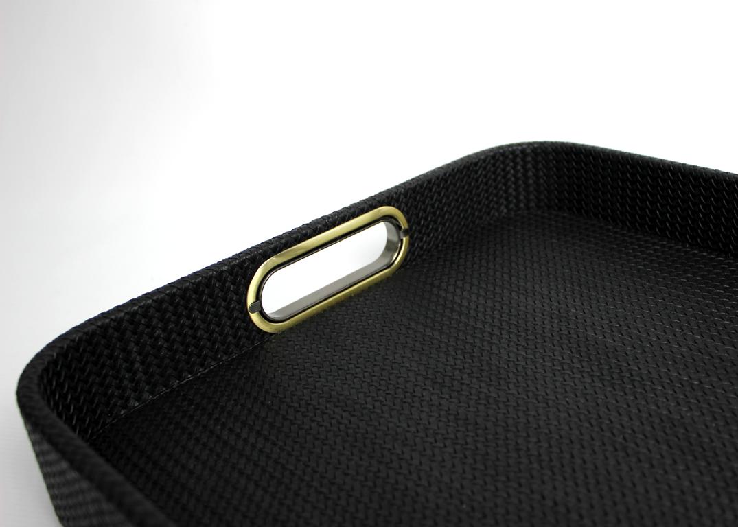 Signature tray with handles faux leather reptile