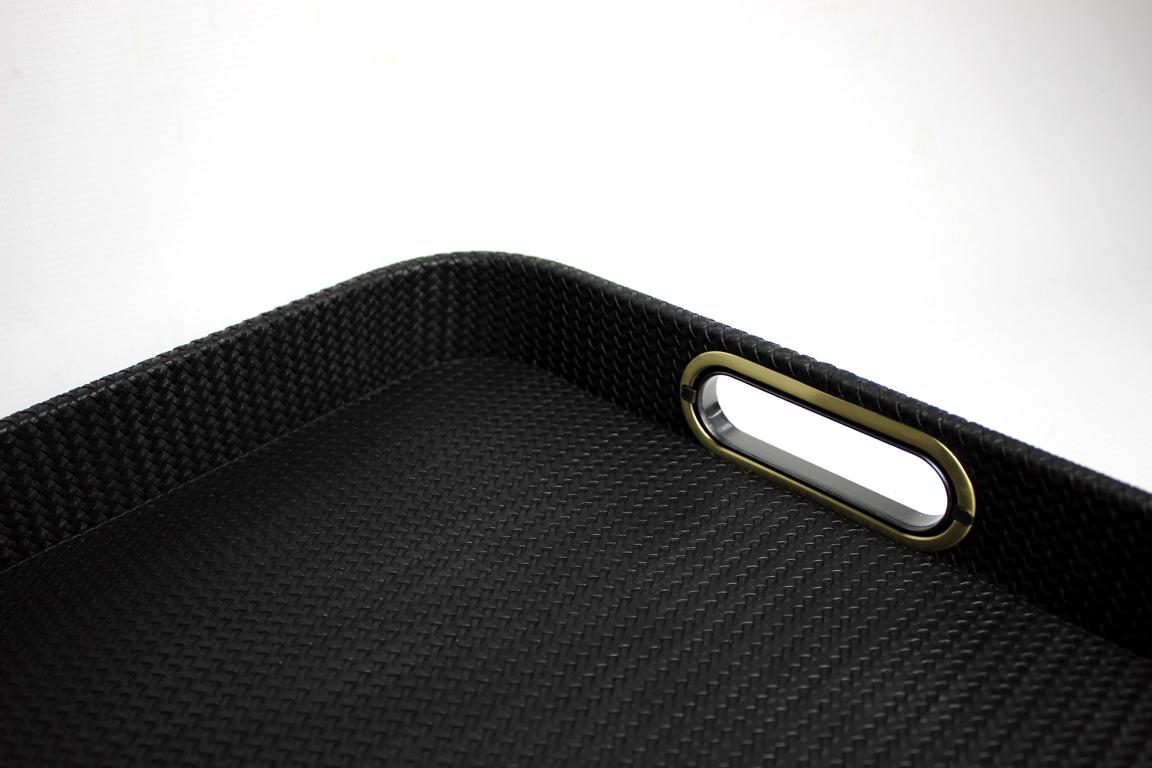 Signature tray with handles faux leather reptile