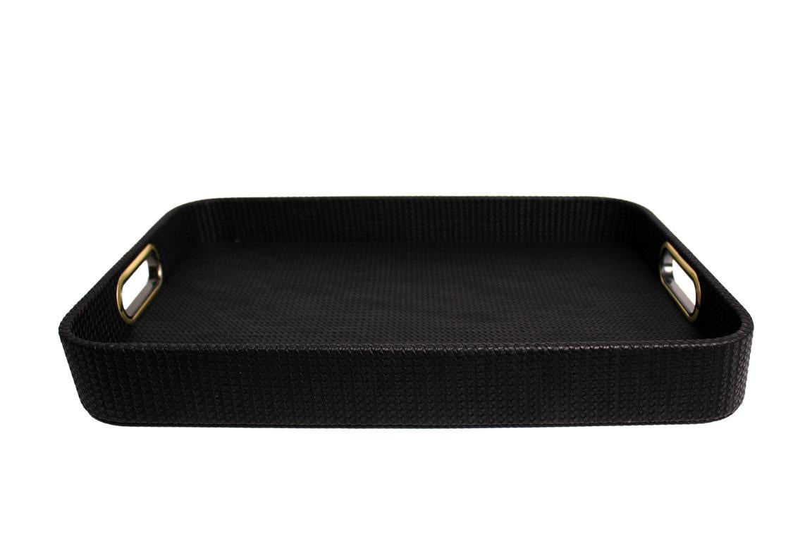Signature tray with handles faux leather reptile